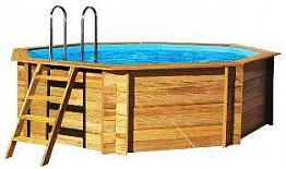 Сборный 8-ми угольный (круглый) каркасный деревянный бассейн для дачи Procopi (Франция) 4,4